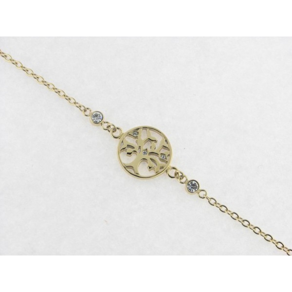 Lotus pulsera acero chapado piedras