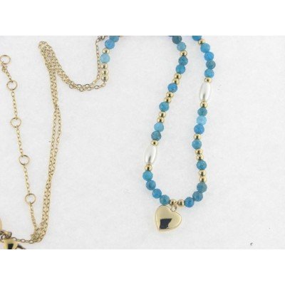 Lotus collar acero chapado perlas piedras