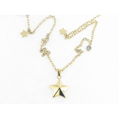 Lotus collar acero chapado piedras