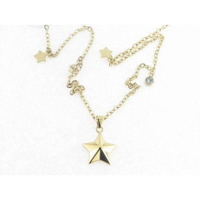 Lotus collar acero chapado piedras