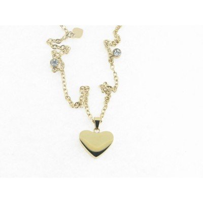 Lotus collar acero chapado piedras