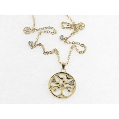 Lotus collar acero chapado piedras