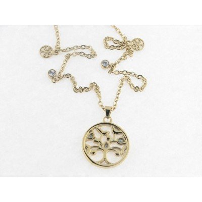 Lotus collar acero chapado piedras