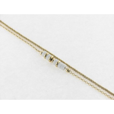 Lotus pulsera acero chapado piedras