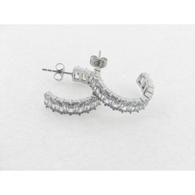 Lotus pendientes aro acero piedras