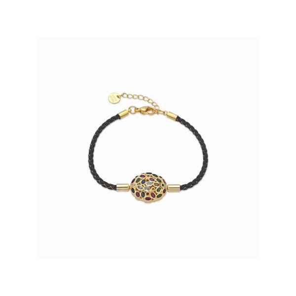 Luxenter Pulsera Cuero Plata Chapada Piedras Milkio