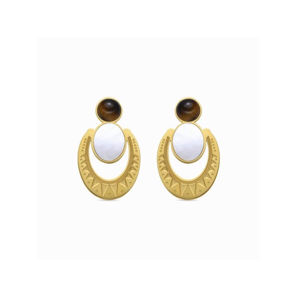 Luxenter Pendientes Acero Chapado Piedras Euwil