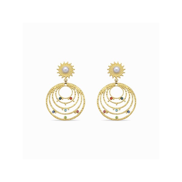 Luxenter Pendientes Acero Chapado Piedras Malema