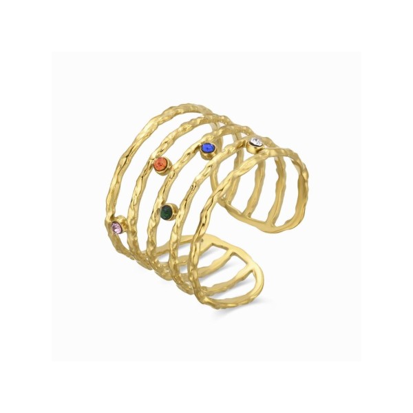 Luxenter Sortija Acero Chapado Piedras Copply