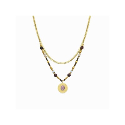 Luxenter Collar Acero Chapado Piedras Abako