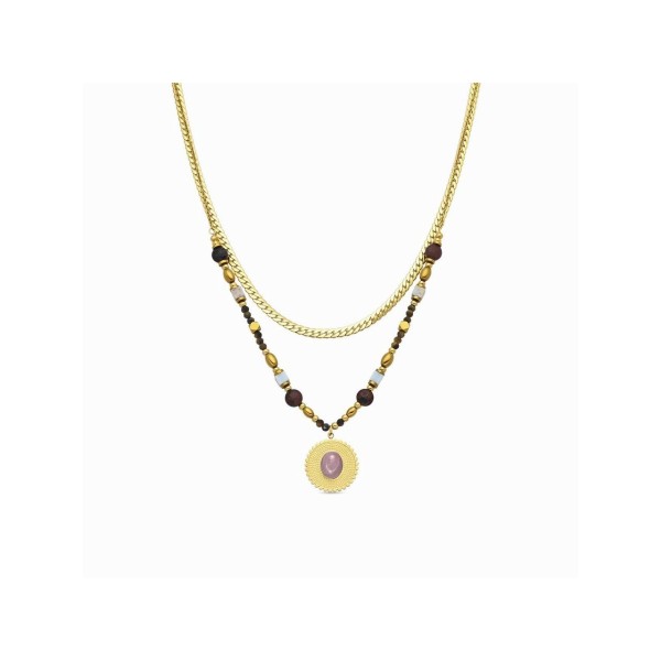 Luxenter Collar Acero Chapado Piedras Abako