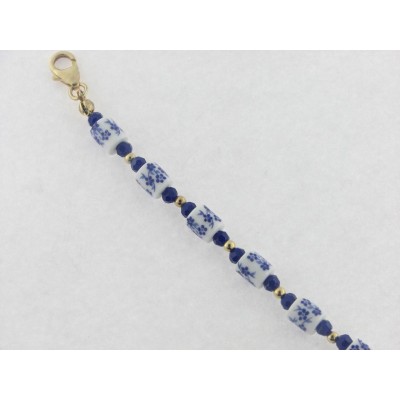 Pulsera cristal porcelana plata chapada