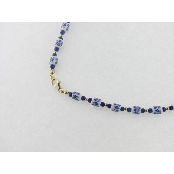 Gargantilla cristal porcelana plata chapada