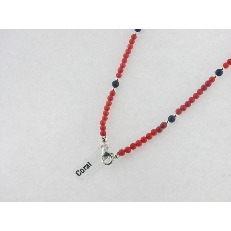 Gargantilla coral lapislazuli plata