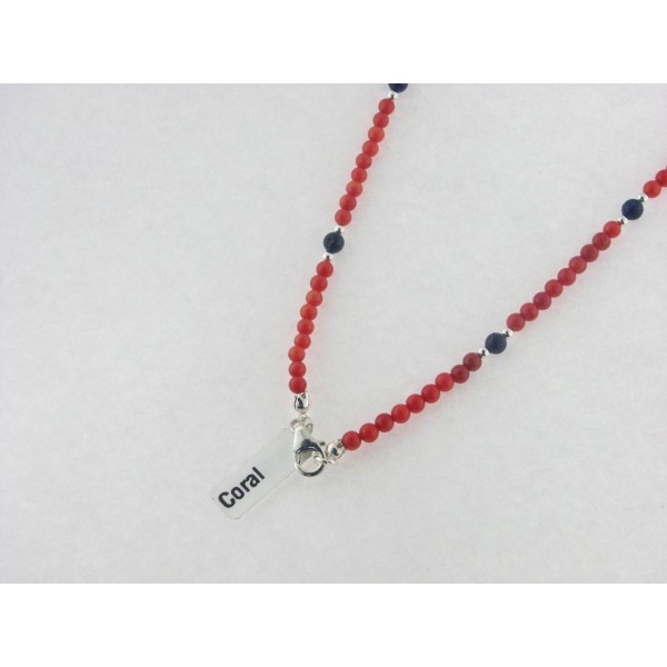 Gargantilla coral lapislazuli plata