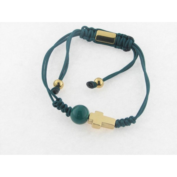 Disorder Pulsera Hilo Verde Bola Murano Verde  Acero Dorado