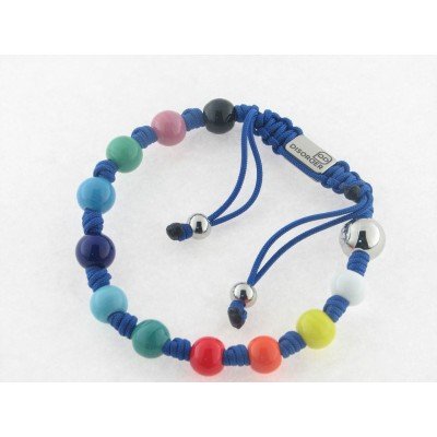 Disorder Pulsera Hilo Azul Murano Bola 8 mm Acero