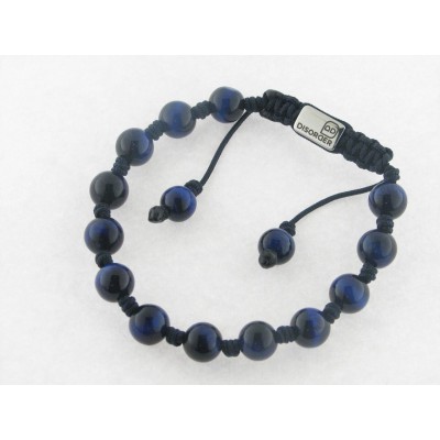 Disorder Pulsera Hilo Negro  Bolas 8 mm Acero