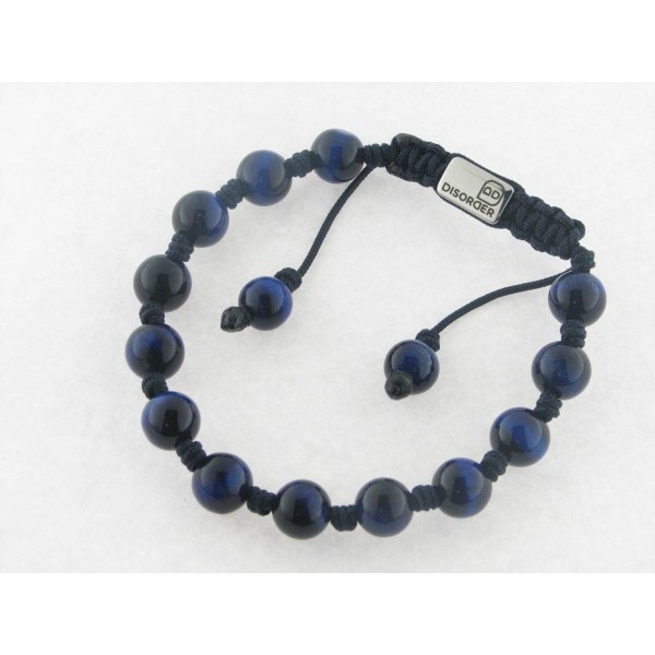 Disorder Pulsera Hilo Negro  Bolas 8 mm Acero