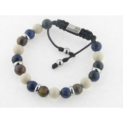 Disorder Pulsera Hilo Marrón Bolas 8 mm Colores Acero