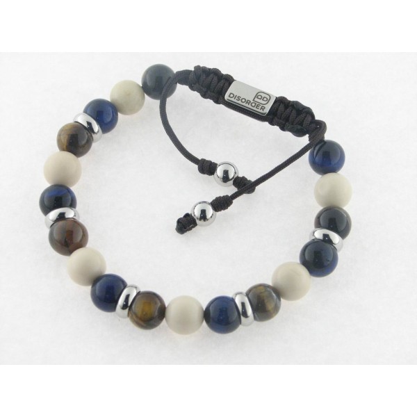 Disorder Pulsera Hilo Marrón Bolas 8 mm Colores Acero