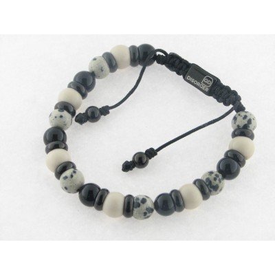 Disorder Pulsera Hilo Negro Bolas 8 mm Colores Acero