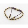 Disorder Pulsera Hilo Burdeos Bolas 6 mm Acero Dorado