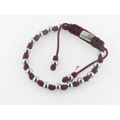Disorder Pulsera Hilo Burdeos Bolas 6 mm Acero