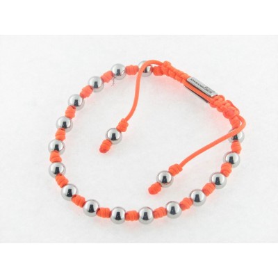 Disorder Pulsera Hilo Naranja Bolas 6 mm Acero