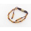 Disorder Pulsera Hilo Burdeos Bolas 6 mm Acero Dorado