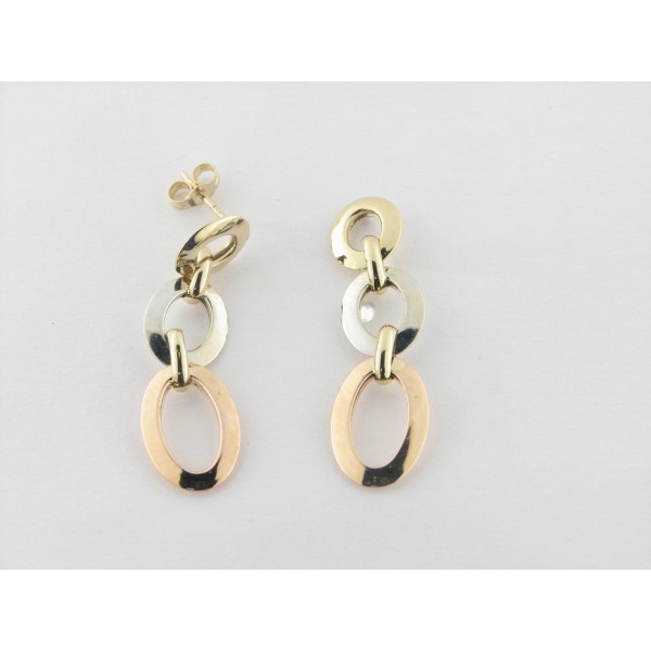 Pendientes Oro Tricolor Colgar