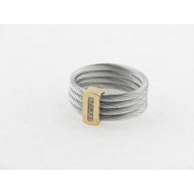 Viceroy anillo acero bicolor circonitas