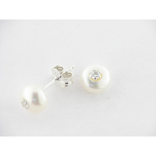 Pendientes Plata Perla Piedra