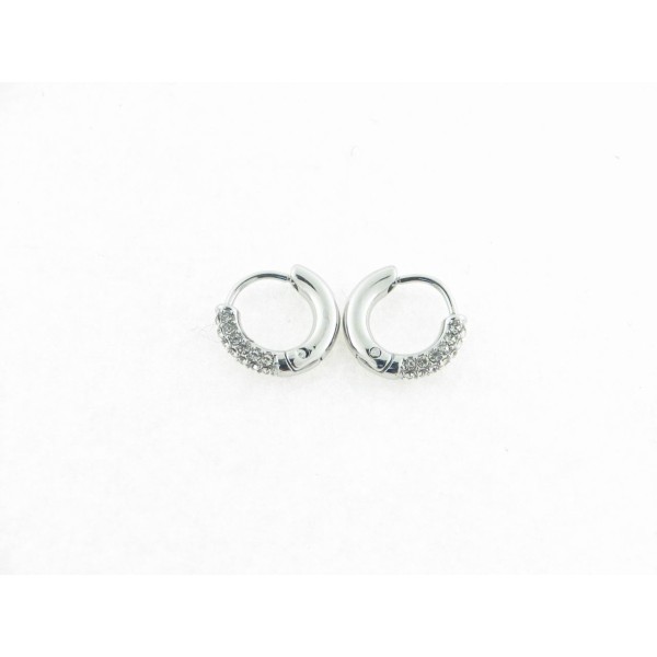Pendientes Aro Acero Piedras