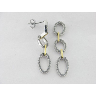 Pendientes Plata Bicolor Piedras