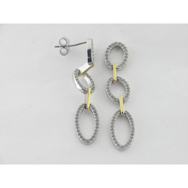 Pendientes Plata Bicolor Piedras