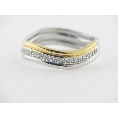 Sortija Plata Bicolor Piedras