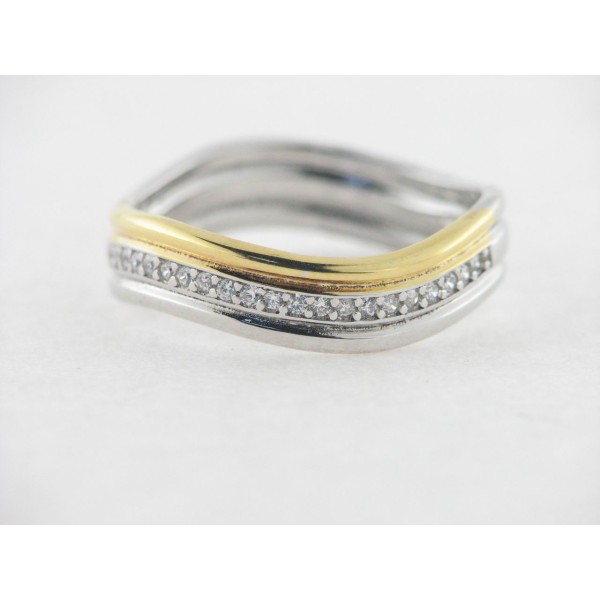 Sortija Plata Bicolor Piedras