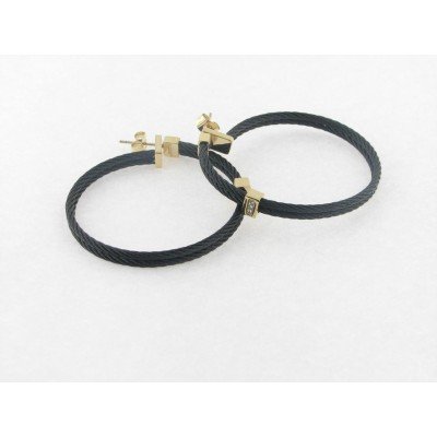 Viceroy pendientes aro acero negro circonitas