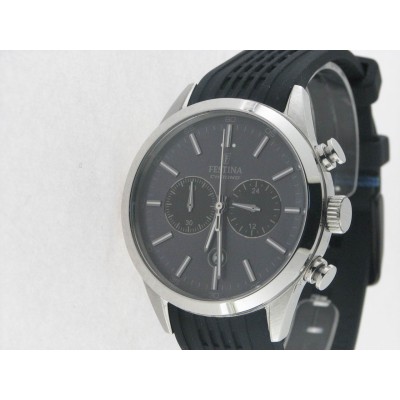 Festina Crono Agujas Acero Caucho