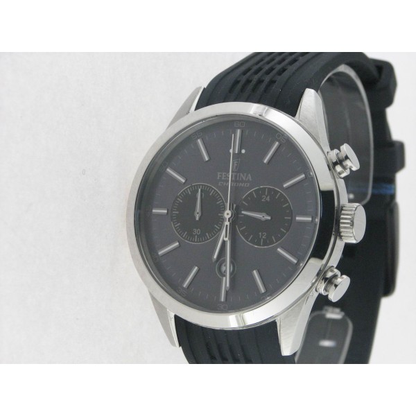 Festina Crono Agujas Acero Caucho