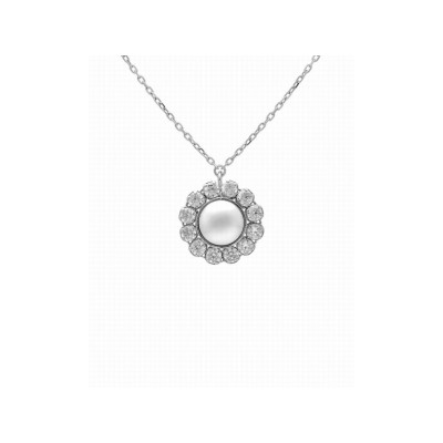 Victoria Cruz Collar Plata Perla Piedras