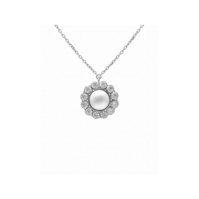 Victoria Cruz Collar Plata Perla Piedras