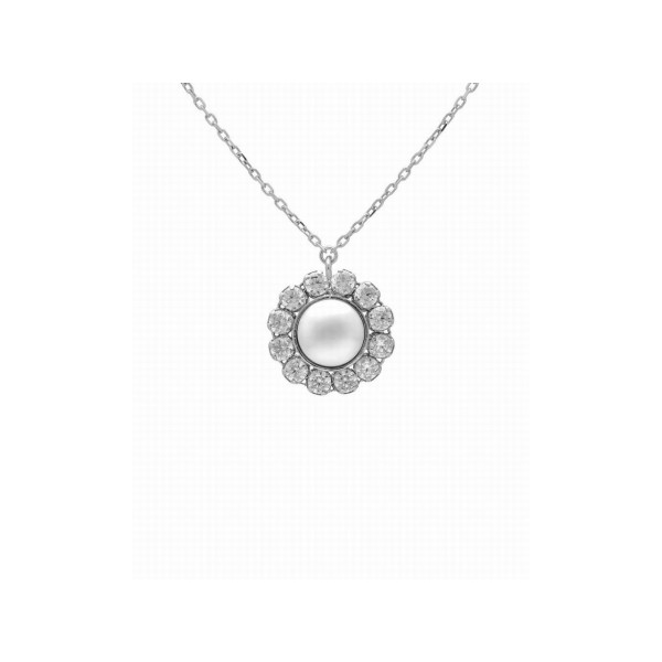 Victoria Cruz Collar Plata Perla Piedras