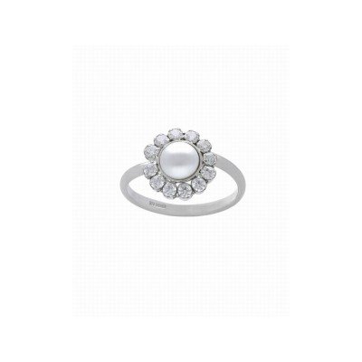Victoria Cruz Sortija Plata Perla Piedras