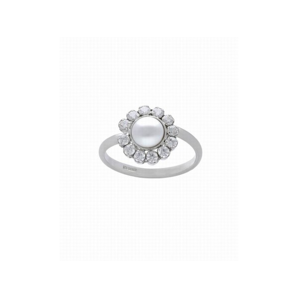 Victoria Cruz Sortija Plata Perla Piedras