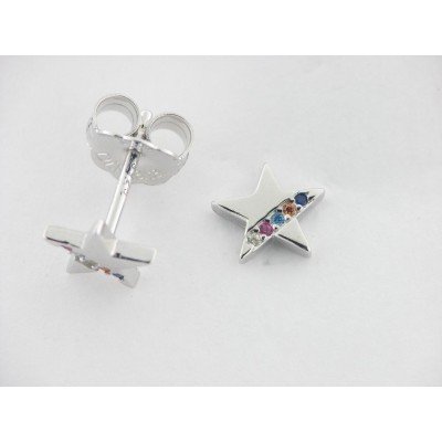 Pendientes Plata Piedras Colores