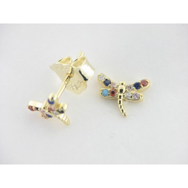 Pendientes Plata Chapada Piedras Colores