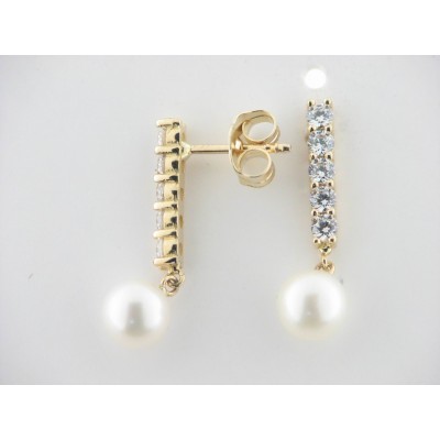 Pendientes Oro Piedras Perla