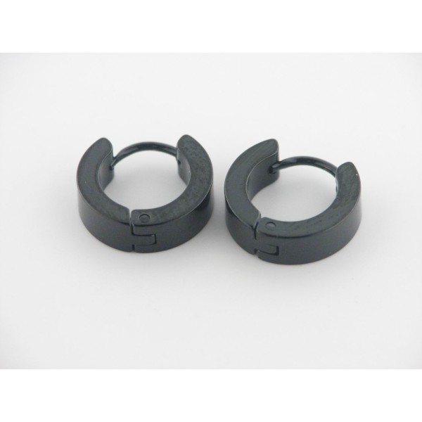 Pendientes Aro Acero Negro 14 mm